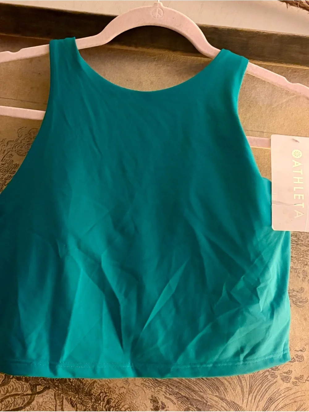 * New Athleta A - C Conscious Crop Bikini Top High Neck Aruba Teal SZ Medium *
